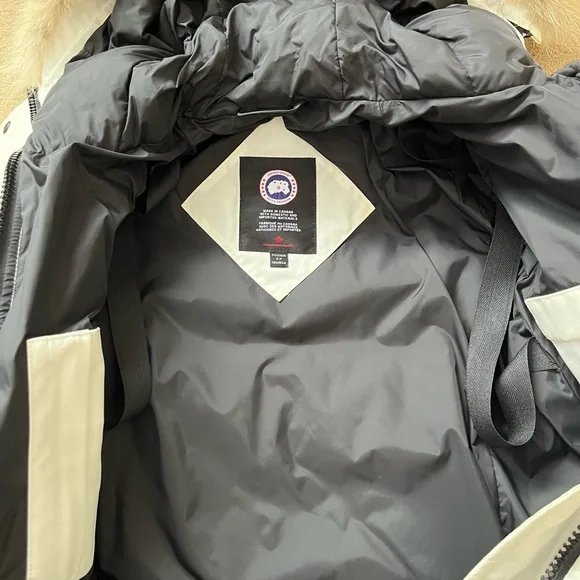 Canada Goose White Puffer Jacket with Fur Hood - Picture 11 of 16